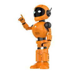 Fototapeta premium Robotic personal assistant finger point on white background