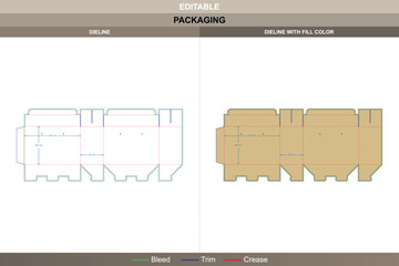 Flat top auto bottom snap lock box dieline professional vector printing packaging layout featuring structured fold panels, secure base, and accurate die line configuration for premium gift packaging