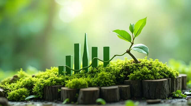 See sustainable growth with a vibrant green seedling and rising graph showing the promise of eco-friendly investments and a brighter future for environmental business strategies
