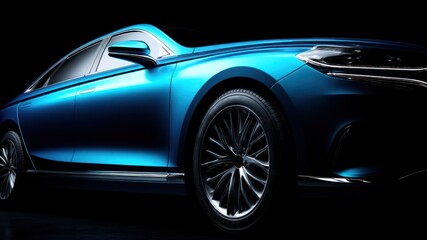 Fototapeta premium Luxury sedan car in dramatic light