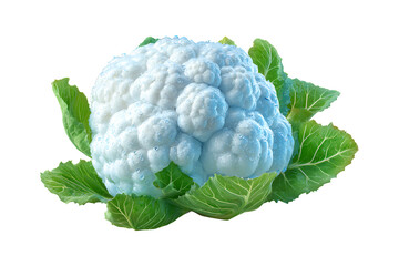 Fresh organic cauliflower vegetable with vibrant green leaves isolated studio shot healthy food ingredient isolated on transparent background