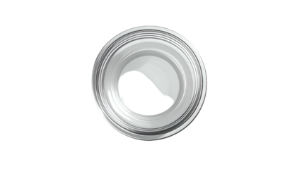 Opened can top with silver metal details over a black background