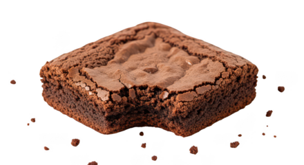 Decadent Fudgy Brownie With Bite And Crumbs On Black