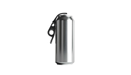 Metal can with a dark, intricately designed opener