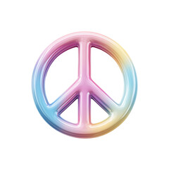 Colorful pastel peace symbol with rainbow gradient isolated on transparent background
