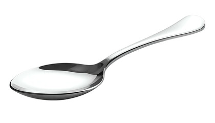Gleaming silver spoon rests against a dark, solid background
