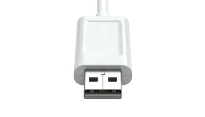 White USB connector, close-up on a black background