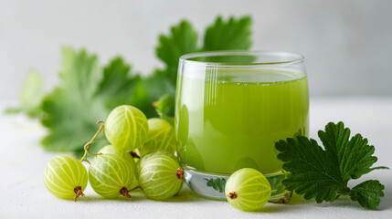 Amla juice on white background 
