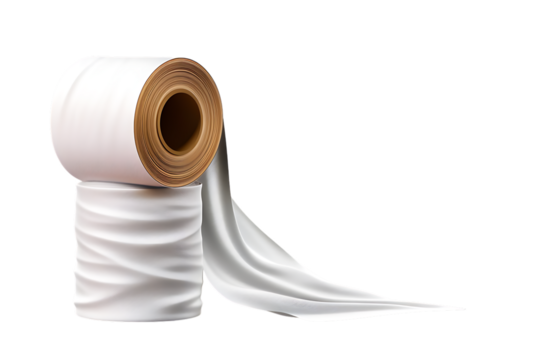Soft white toilet paper rolls, a symbol of hygiene and cleanliness, perfect for bathroom and household product promotions, fresh and sanitary, essential for daily life