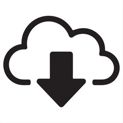 Obraz premium Cloud Download Icon – Data Storage and File Transfer Symbol Vector