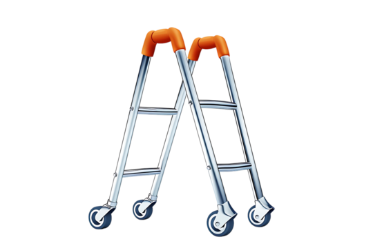 Shiny silver rolling ladder ready for home improvement projects, perfect for DIY enthusiasts and professional contractors needing reliable equipment