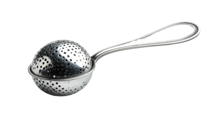 Perforated metal tea infuser sphere with elongated loop handle