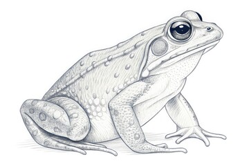 Naklejka premium Detailed Sketch of a Frog Sitting Calmly on a Flat Surface in Neutral Colors