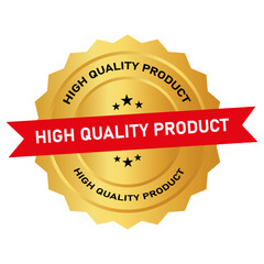 Vector art of golden seal of quality for a high quality product, , symbolizing excellence and premium status in commerce and retail