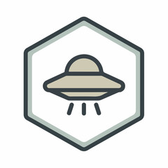 Fototapeta premium Minimalist UFO Outline Flat Icon Design