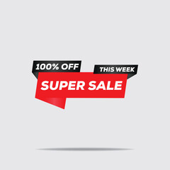 Super Sale Banner – 70% Off Red and Black Geometric Promotional Design