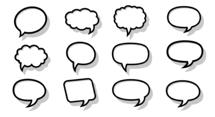 Vector speech bubble and thought cloud collection for chat, social media, and comic design. isolated PNG with Transparent Background