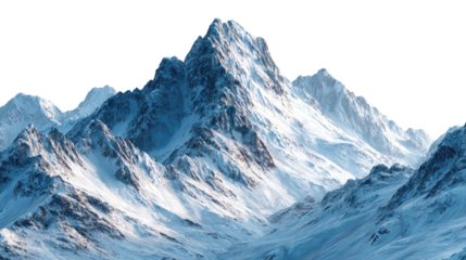 Snow Covered Mountains of Alaska Isolated on Transparent Background