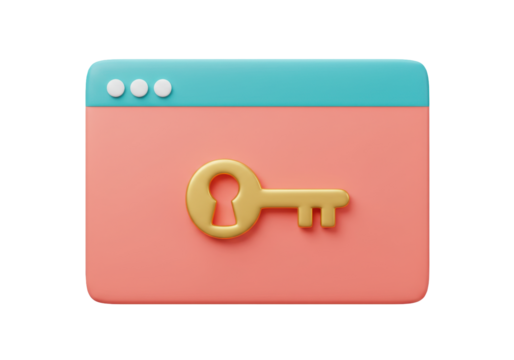 Isolated webpage graphic with key indicating secure internet access and online privacy