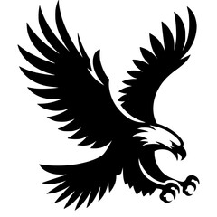 Obraz premium Attacking Eagle black vector icon with transparent background 