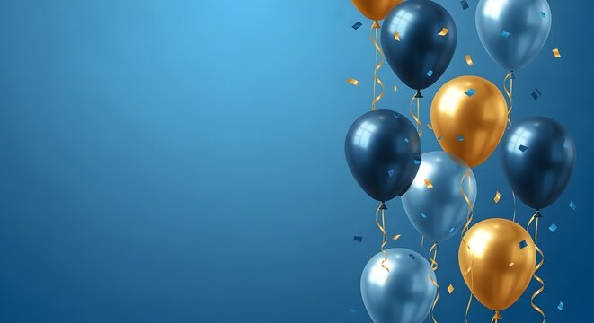 Elegant Blue Gold Balloons Party Celebration Background
