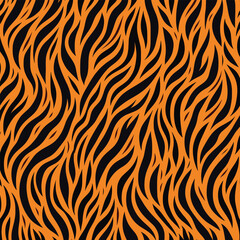 Tiger skin pattern illustration vectand with wild animal fur stripes and texture background, great fand fabric prints, wallpaper murals, tile, and artistic projects.