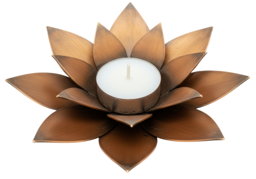 Isolated lotus flower candle holder with tealight, spiritual home decoration, tranquil decor