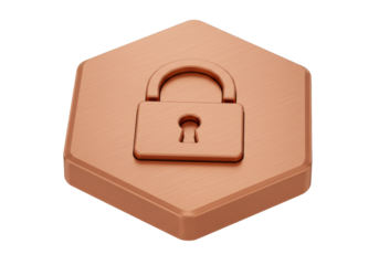Isolated Copper Security Icon Protection Data Block Chain Locked Digital Identity Access
