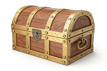 Vintage Wooden Treasure Chest With Metal Details and Ornate Closure