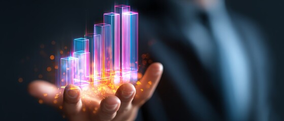 Business scalability concept with holographic charts