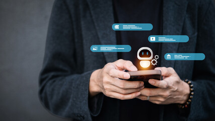 Mobile AI Chatbot Assistant with Floating Chat Bubbles