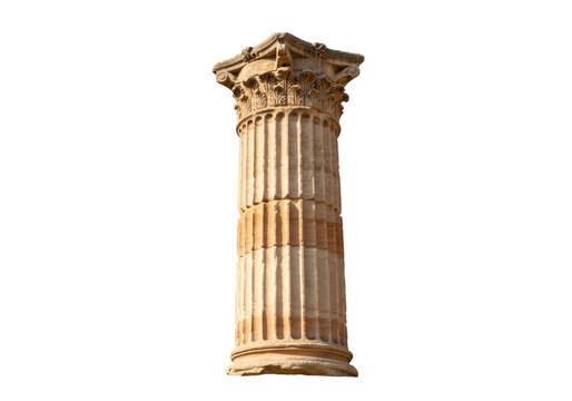 Isolated Column ruin with fluted shaft and Corinthian capital from Greece, Rome or Egypt