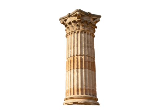 Isolated Column ruin with fluted shaft and Corinthian capital from Greece, Rome or Egypt