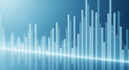 Abstract Blue Bar Chart Financial Growth Data Visualization.