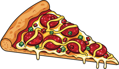 Delicious Pepperoni Pizza Slice with Melted Cheese and Fresh Toppings, a Culinary Delight for Fast Food Lovers and Italian Cuisine Enthusiasts, Ideal for Restaurant Menus, Recipe Blogs, Takeout Ads,