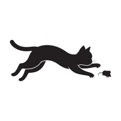 cat catching a mouse vector flat illustration design on white background