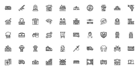 World Refugee Day icon set. Vector illustration depiting crisis symbols like tnt, food, helicopter, passort, boat, shield, and mor for humanitarian aid. © wang