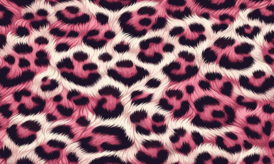 Pink leopard skin texture illustration with bold fur design, suited for fashion projects, decorative wallpaper, and camouflage.