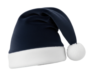 Dark blue santa hat with white trim transparent background cutout png