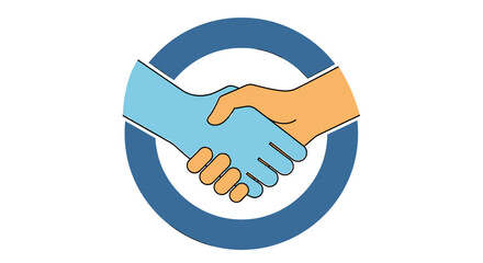 Corporate Business Handshake Logo Vector. Partnership and Deal Agreement in Blue Circle. Collaboration, Trust, and Professional Connection Symbol.
