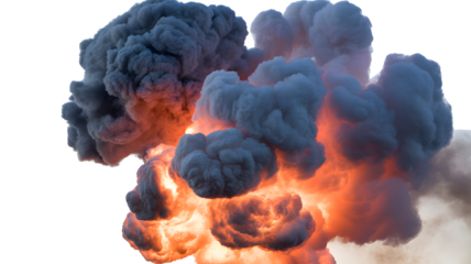 Explosion with billowing smoke and fire a powerful blast effect isolated on a white background