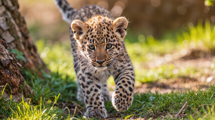 Curious Leopard Cub Stroll