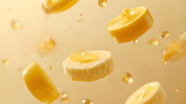 Fresh Banana Slices in Golden Splash