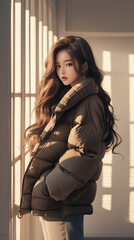 겨울 패딩 점퍼 패션의 한국 여성