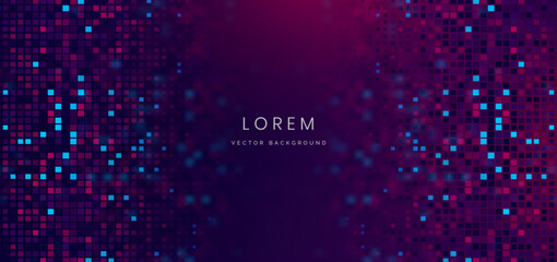 Abstract square pattern multicolor and blur on dark background. © Pramote