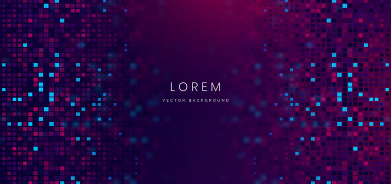 Abstract square pattern multicolor and blur on dark background.