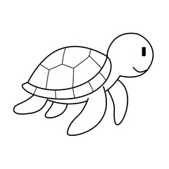 Cute Turtle – Line Art Sea Animal Vector