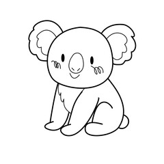 Cute Koala – Cartoon Line Art Animal Vector