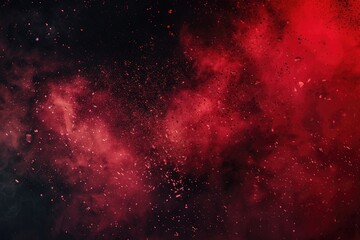 Fototapeta premium Red dust explosion on black background for dramatic effect