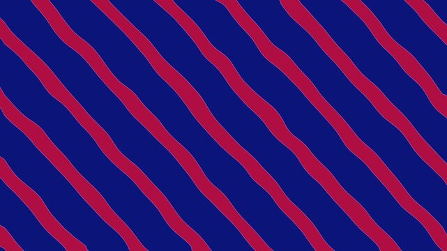 Abstract diagonal wavy stripes of red and dark blue